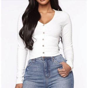 White button down top